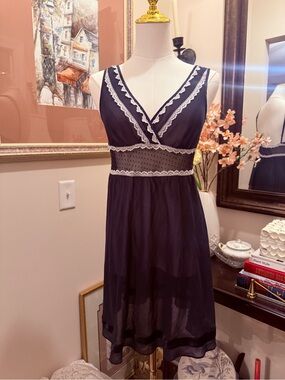 Victoria's Secret Black Mini Dress with White Lace Trim